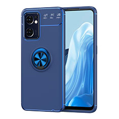 Coque Ultra Fine Silicone Souple Housse Etui avec Support Bague Anneau Aimante Magnetique JM1 pour OnePlus Nord CE 2 5G Bleu