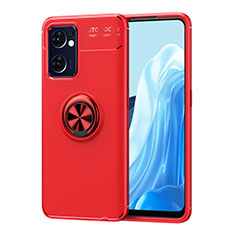 Coque Ultra Fine Silicone Souple Housse Etui avec Support Bague Anneau Aimante Magnetique JM1 pour OnePlus Nord CE 2 5G Rouge