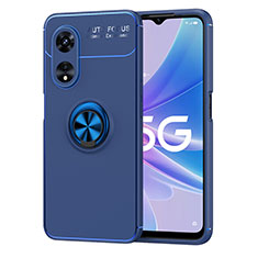 Coque Ultra Fine Silicone Souple Housse Etui avec Support Bague Anneau Aimante Magnetique JM1 pour Oppo A1 Pro 5G Bleu