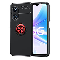 Coque Ultra Fine Silicone Souple Housse Etui avec Support Bague Anneau Aimante Magnetique JM1 pour Oppo A1 Pro 5G Rouge et Noir