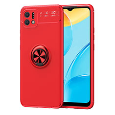 Coque Ultra Fine Silicone Souple Housse Etui avec Support Bague Anneau Aimante Magnetique JM1 pour Oppo A16K Rouge