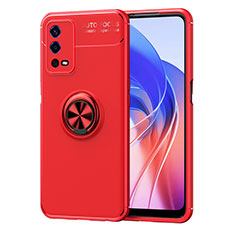 Coque Ultra Fine Silicone Souple Housse Etui avec Support Bague Anneau Aimante Magnetique JM1 pour Oppo A55 4G Rouge