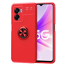 Coque Ultra Fine Silicone Souple Housse Etui avec Support Bague Anneau Aimante Magnetique JM1 pour Oppo A57 5G Rouge