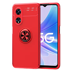 Coque Ultra Fine Silicone Souple Housse Etui avec Support Bague Anneau Aimante Magnetique JM1 pour Oppo A58x 5G Rouge