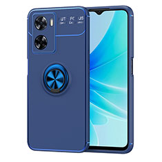 Coque Ultra Fine Silicone Souple Housse Etui avec Support Bague Anneau Aimante Magnetique JM1 pour Oppo A77 4G Bleu