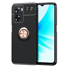 Coque Ultra Fine Silicone Souple Housse Etui avec Support Bague Anneau Aimante Magnetique JM1 pour Oppo A77 4G Or et Noir