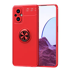 Coque Ultra Fine Silicone Souple Housse Etui avec Support Bague Anneau Aimante Magnetique JM1 pour Oppo A96 5G Rouge