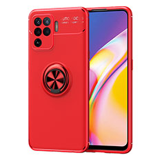 Coque Ultra Fine Silicone Souple Housse Etui avec Support Bague Anneau Aimante Magnetique JM1 pour Oppo F19 Pro Rouge