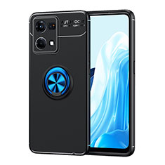 Coque Ultra Fine Silicone Souple Housse Etui avec Support Bague Anneau Aimante Magnetique JM1 pour Oppo F21 Pro 4G Bleu et Noir