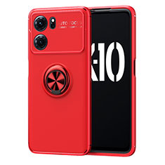 Coque Ultra Fine Silicone Souple Housse Etui avec Support Bague Anneau Aimante Magnetique JM1 pour Oppo K10 5G Rouge