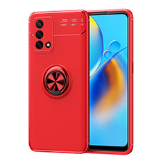 Coque Ultra Fine Silicone Souple Housse Etui avec Support Bague Anneau Aimante Magnetique JM1 pour Oppo K9 5G Rouge