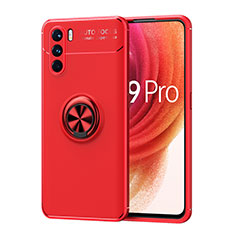 Coque Ultra Fine Silicone Souple Housse Etui avec Support Bague Anneau Aimante Magnetique JM1 pour Oppo K9 Pro 5G Rouge