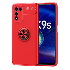 Coque Ultra Fine Silicone Souple Housse Etui avec Support Bague Anneau Aimante Magnetique JM1 pour Oppo K9S 5G Rouge