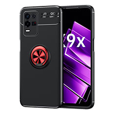 Coque Ultra Fine Silicone Souple Housse Etui avec Support Bague Anneau Aimante Magnetique JM1 pour Oppo K9X 5G Rouge et Noir