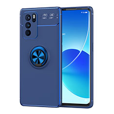 Coque Ultra Fine Silicone Souple Housse Etui avec Support Bague Anneau Aimante Magnetique JM1 pour Oppo Reno6 Pro 5G India Bleu