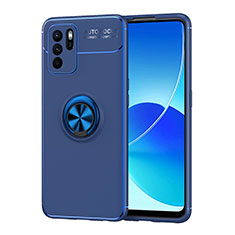 Coque Ultra Fine Silicone Souple Housse Etui avec Support Bague Anneau Aimante Magnetique JM1 pour Oppo Reno6 Z 5G Bleu