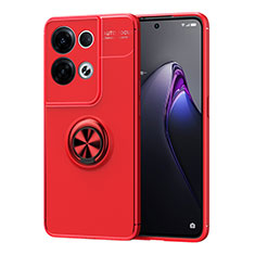 Coque Ultra Fine Silicone Souple Housse Etui avec Support Bague Anneau Aimante Magnetique JM1 pour Oppo Reno8 5G Rouge