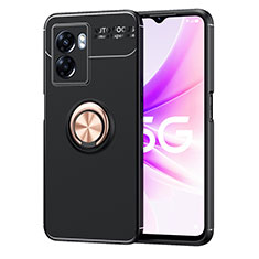 Coque Ultra Fine Silicone Souple Housse Etui avec Support Bague Anneau Aimante Magnetique JM1 pour Realme V23i 5G Or et Noir