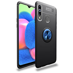 Coque Ultra Fine Silicone Souple Housse Etui avec Support Bague Anneau Aimante Magnetique JM1 pour Samsung Galaxy A20s Bleu et Noir