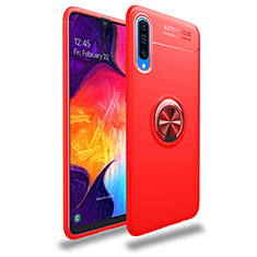 Coque Ultra Fine Silicone Souple Housse Etui avec Support Bague Anneau Aimante Magnetique JM1 pour Samsung Galaxy A50S Rouge