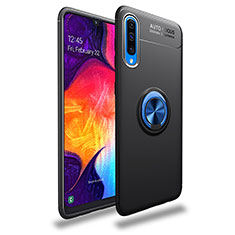 Coque Ultra Fine Silicone Souple Housse Etui avec Support Bague Anneau Aimante Magnetique JM1 pour Samsung Galaxy A70S Bleu et Noir