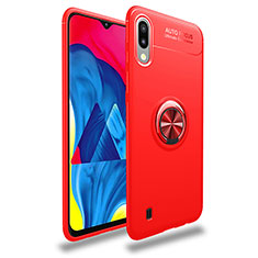 Coque Ultra Fine Silicone Souple Housse Etui avec Support Bague Anneau Aimante Magnetique JM1 pour Samsung Galaxy M10 Rouge