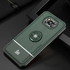 Coque Ultra Fine Silicone Souple Housse Etui avec Support Bague Anneau Aimante Magnetique JM1 pour Xiaomi Poco X3 Pro Vert