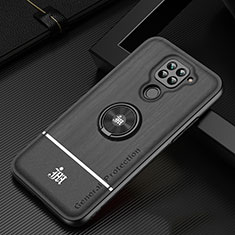 Coque Ultra Fine Silicone Souple Housse Etui avec Support Bague Anneau Aimante Magnetique JM1 pour Xiaomi Redmi 10X 4G Noir