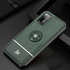 Coque Ultra Fine Silicone Souple Housse Etui avec Support Bague Anneau Aimante Magnetique JM1 pour Xiaomi Redmi 9 Power Vert