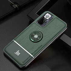 Coque Ultra Fine Silicone Souple Housse Etui avec Support Bague Anneau Aimante Magnetique JM1 pour Xiaomi Redmi Note 10 Pro Max Vert