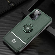 Coque Ultra Fine Silicone Souple Housse Etui avec Support Bague Anneau Aimante Magnetique JM1 pour Xiaomi Redmi Note 11 SE India 4G Vert