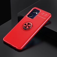 Coque Ultra Fine Silicone Souple Housse Etui avec Support Bague Anneau Aimante Magnetique JM2 pour OnePlus Nord CE 2 5G Rouge