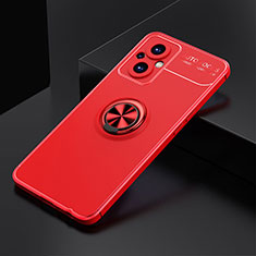 Coque Ultra Fine Silicone Souple Housse Etui avec Support Bague Anneau Aimante Magnetique JM2 pour OnePlus Nord N20 5G Rouge