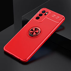 Coque Ultra Fine Silicone Souple Housse Etui avec Support Bague Anneau Aimante Magnetique JM2 pour Oppo A16 Rouge