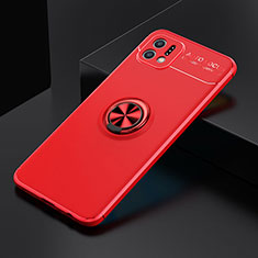 Coque Ultra Fine Silicone Souple Housse Etui avec Support Bague Anneau Aimante Magnetique JM2 pour Oppo A16e Rouge