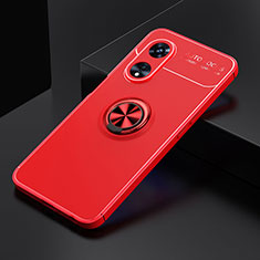 Coque Ultra Fine Silicone Souple Housse Etui avec Support Bague Anneau Aimante Magnetique JM2 pour Oppo A58x 5G Rouge