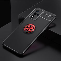 Coque Ultra Fine Silicone Souple Housse Etui avec Support Bague Anneau Aimante Magnetique JM2 pour Oppo A93s 5G Rouge et Noir