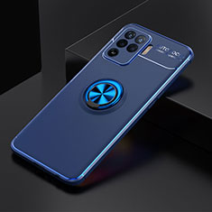 Coque Ultra Fine Silicone Souple Housse Etui avec Support Bague Anneau Aimante Magnetique JM2 pour Oppo F19 Pro Bleu