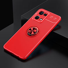 Coque Ultra Fine Silicone Souple Housse Etui avec Support Bague Anneau Aimante Magnetique JM2 pour Oppo Reno7 4G Rouge