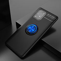 Coque Ultra Fine Silicone Souple Housse Etui avec Support Bague Anneau Aimante Magnetique JM2 pour Samsung Galaxy S10 Lite Bleu et Noir