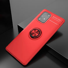 Coque Ultra Fine Silicone Souple Housse Etui avec Support Bague Anneau Aimante Magnetique JM2 pour Samsung Galaxy S10 Lite Rouge