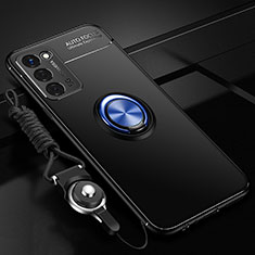 Coque Ultra Fine Silicone Souple Housse Etui avec Support Bague Anneau Aimante Magnetique JM3 pour Oppo A53s 5G Bleu et Noir