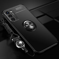 Coque Ultra Fine Silicone Souple Housse Etui avec Support Bague Anneau Aimante Magnetique JM3 pour Oppo A55 5G Noir