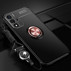 Coque Ultra Fine Silicone Souple Housse Etui avec Support Bague Anneau Aimante Magnetique JM3 pour Oppo A93s 5G Or et Noir