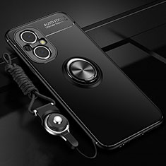 Coque Ultra Fine Silicone Souple Housse Etui avec Support Bague Anneau Aimante Magnetique JM3 pour Oppo A96 5G Noir