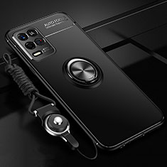 Coque Ultra Fine Silicone Souple Housse Etui avec Support Bague Anneau Aimante Magnetique JM3 pour Oppo K9X 5G Noir