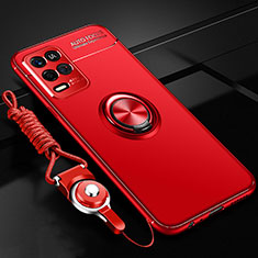 Coque Ultra Fine Silicone Souple Housse Etui avec Support Bague Anneau Aimante Magnetique JM3 pour Oppo K9X 5G Rouge