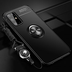 Coque Ultra Fine Silicone Souple Housse Etui avec Support Bague Anneau Aimante Magnetique JM3 pour Samsung Galaxy S20 Plus Noir