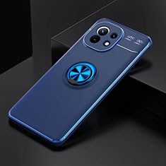 Coque Ultra Fine Silicone Souple Housse Etui avec Support Bague Anneau Aimante Magnetique K01 pour Xiaomi Mi 11 Lite 5G Bleu