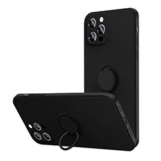 Coque Ultra Fine Silicone Souple Housse Etui avec Support Bague Anneau Aimante Magnetique N01 pour Apple iPhone 12 Pro Noir